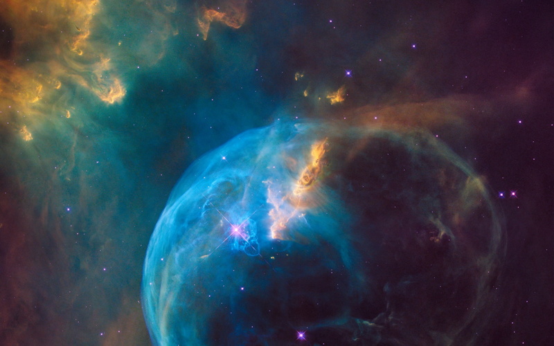 beauty in nature, nebula, universe, night, sky, mystery, hd, circle, multi colored, space, 2K, outdoors, nature, awe, blue, no people, galaxy, bubble