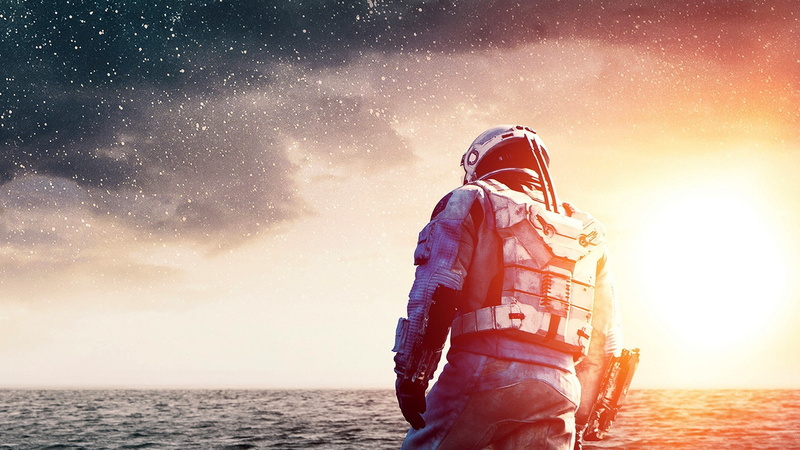 movies, Interstellar (movie), men, Matthew McConaughey, sea, clouds, actor, 1080P, stars, waves, sky