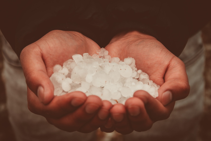 human body part, selective focus, studio shot, indoors, salt - mineral, ice, beads, 4K, food, hailstone, food and drink, human hand, hands cupped, white