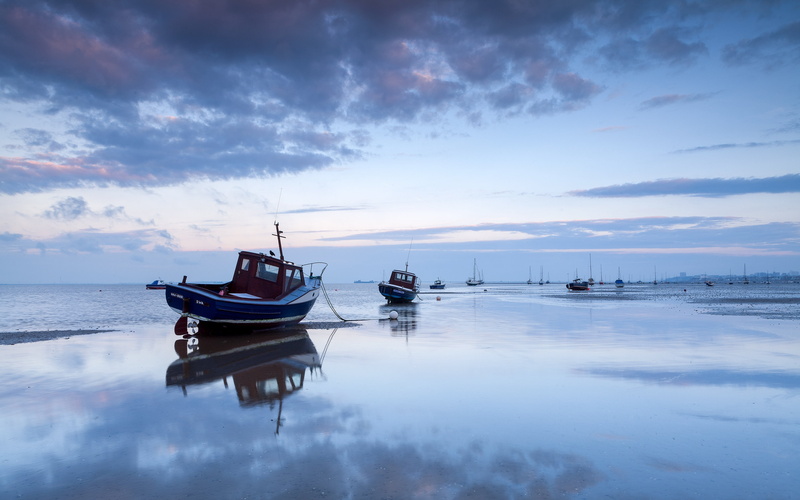 moored, cloud - Sky, fishing Boat, bank, reflection, summer, island, color Image, sea, day, wood - Material, boat, beauty In Nature, blue, cultures, nautical Vessel