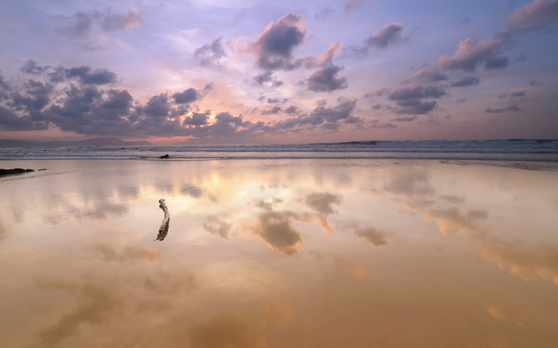1080P, beach, body, water, protected, non-urban scene, no people, idyllic, cloud - sky, outflow, sand, horizon, land, wet, nature, clouds, sky, stick