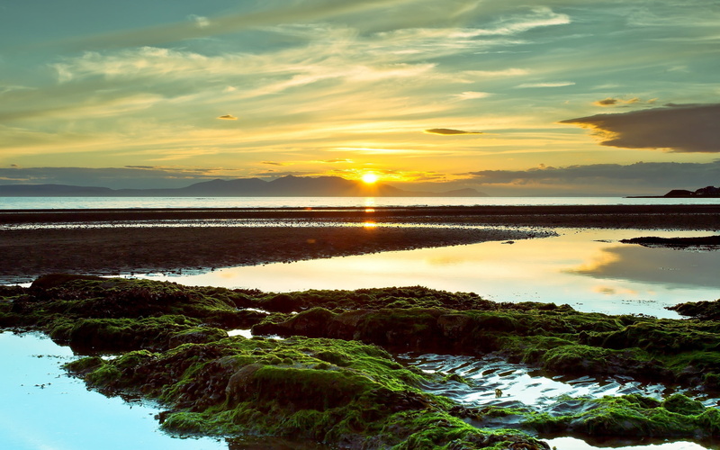 scenics, moss, vacations, sunlight, sea, beach, idyllic, lake, rock, line, sky, outdoors, patterns, nature, clouds, landscape, outflow, sunset, decline