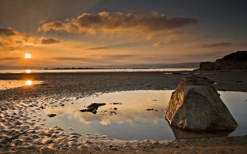 Sand, Outflow, beauty in nature, scenics - nature, idyllic, solid, cloud - sky, no people, nature, sea, sky, 720P, tranquility, tranquil scene, rock, rock - object