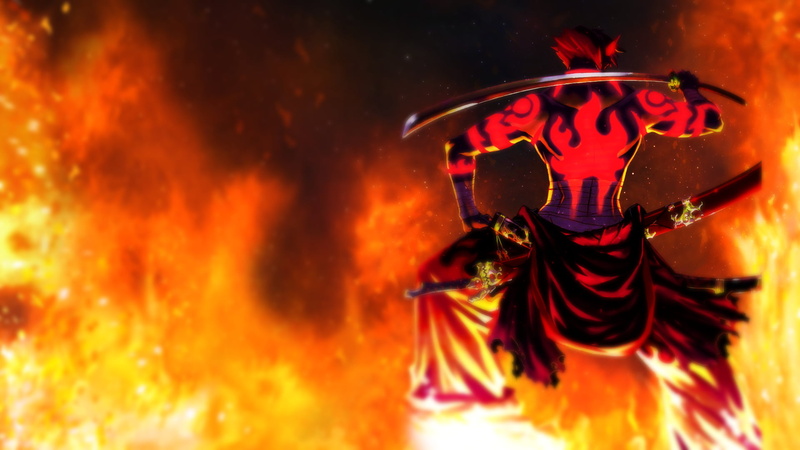stars, 1080P, space, Tengen Toppa Gurren Lagann, Kamina, Flame Nebula, fire, samurai, red, night