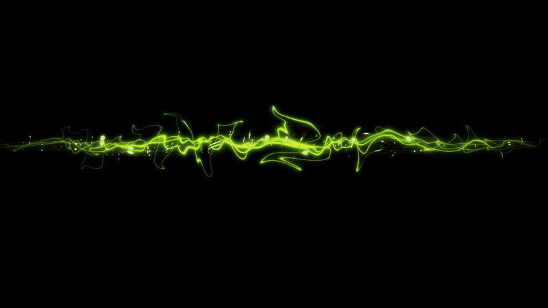 copy space, neon colored, changing form, black background, green color, wave pattern, pattern, glowing, neon, illuminated, 1080P, studio shot, design