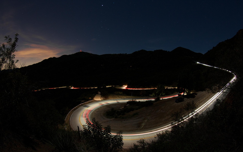 malibu, 3d and abstract, famous, 2K, mulholl, nature, mountains, road, night, canyon, california