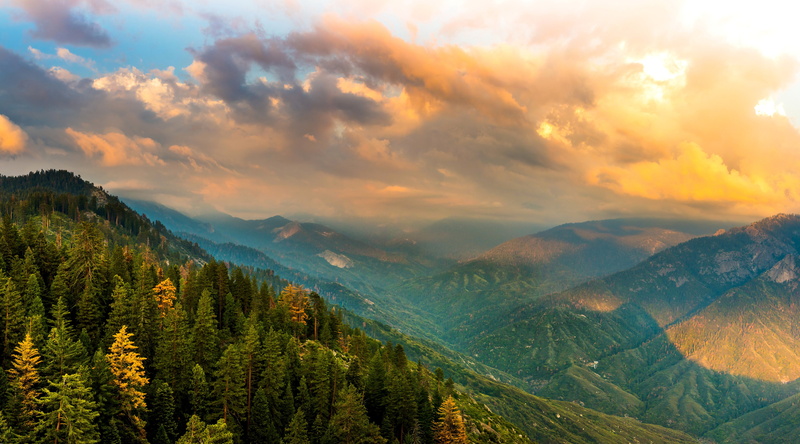 scenery, park, Canyon, 5K, forests, usa, clouds, Mountains, kings, national, nature, parks, california