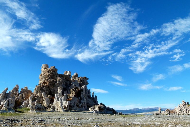 non-urban scene, blue, no people, desert, scenics - nature, 4K, rock, cloud - sky, california, landscape, tuff, saline soda lake, beautiful, tranquility