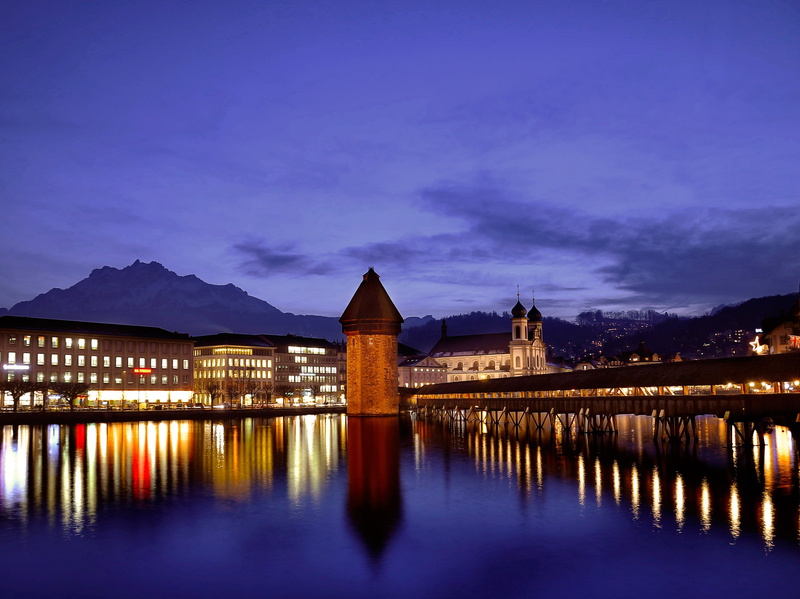 church, town, buildingf, waterfront, blue, built Structure, sunset, city, architecture, bridges, bridge - Man Made Structure, lighting, night, illuminated