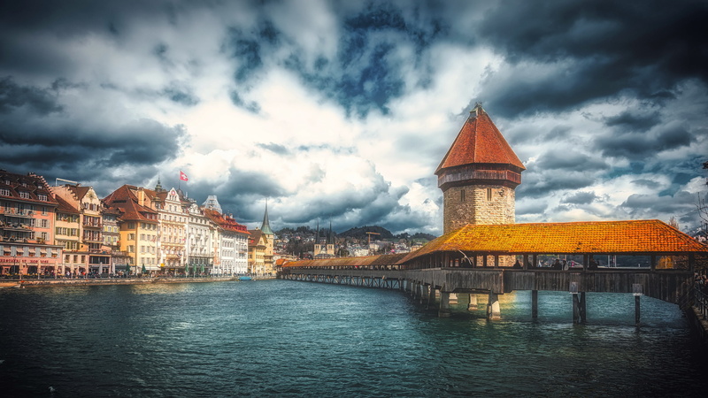 4K, Lucerne, Switzerland, Chapel Bridge