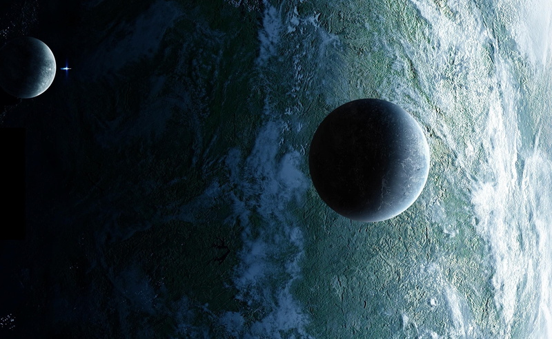 no people, motion, sky, beauty in nature, blue, flowing water, sport, astronomy, nature, moon, outdoors, Space, planet, sea, gray, circle, Fron, Earth