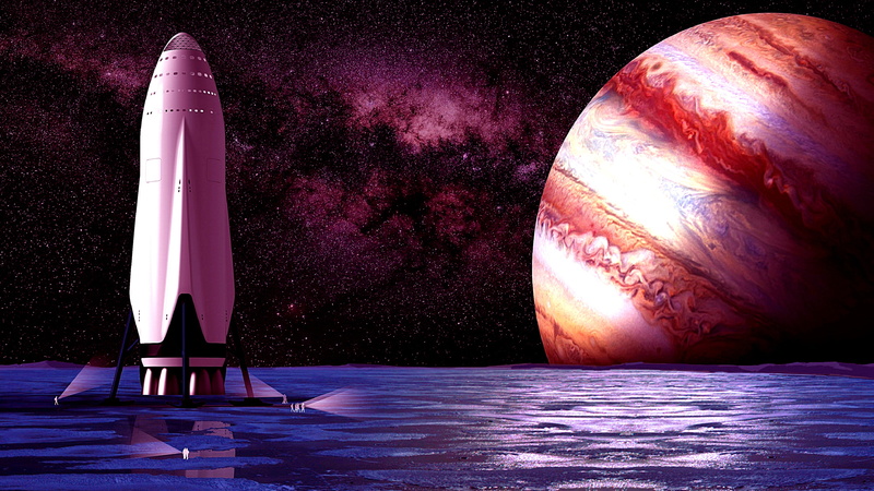 spaceship, travel, scenics - nature, night, beauty in nature, mars, sea, spaceflight, 4K, star - space, nature, darkness, planet, no people, space art