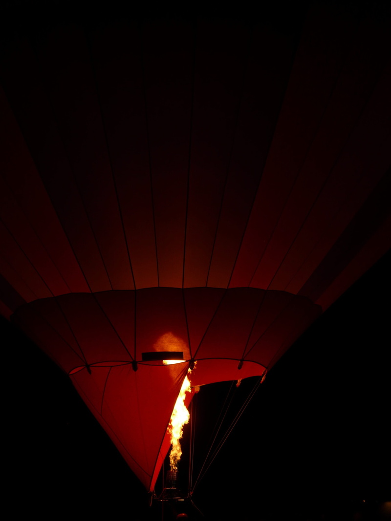balloon, sky, red, night, Fire, Heat, ceiling, air vehicle, lighting equipment, hot air, drive, balloon glow, no people, color, low angle view, adventure