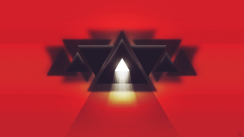 chairs, illuminated, red, reflection, shadow, pattern, wooden, set, indoors, triangle shape, lighting equipment, digital composite, design, studio shot