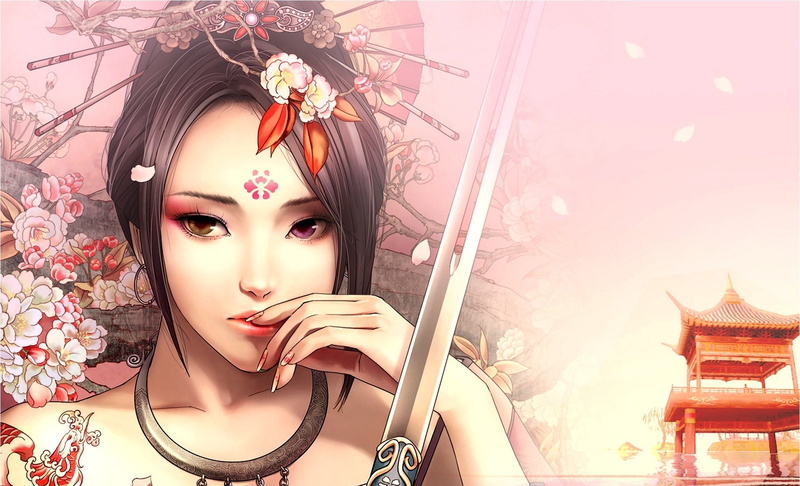 sensuality, beauty Product, japan, adult, cultures, japanese Ethnicity, portrait, kimono, elegance, flower, looking at camera, Asian, girl, character, anime