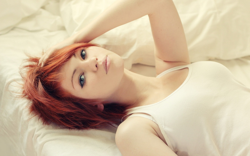 Girl, Lying, Dress, Bed, White, 2K