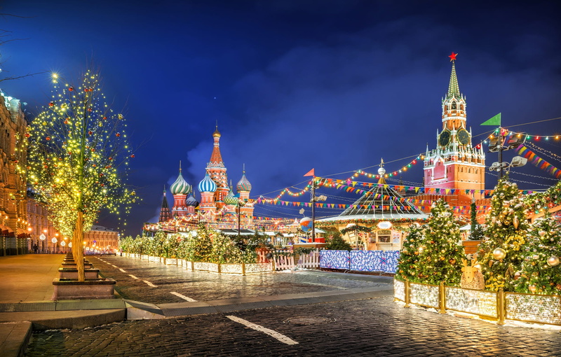 1080P, decoration, Red square, tower, Spasskaya tower, new year, Yulia Baturina, temple, tree, morning, night, holiday, Moscow, lights, lighting, illumination