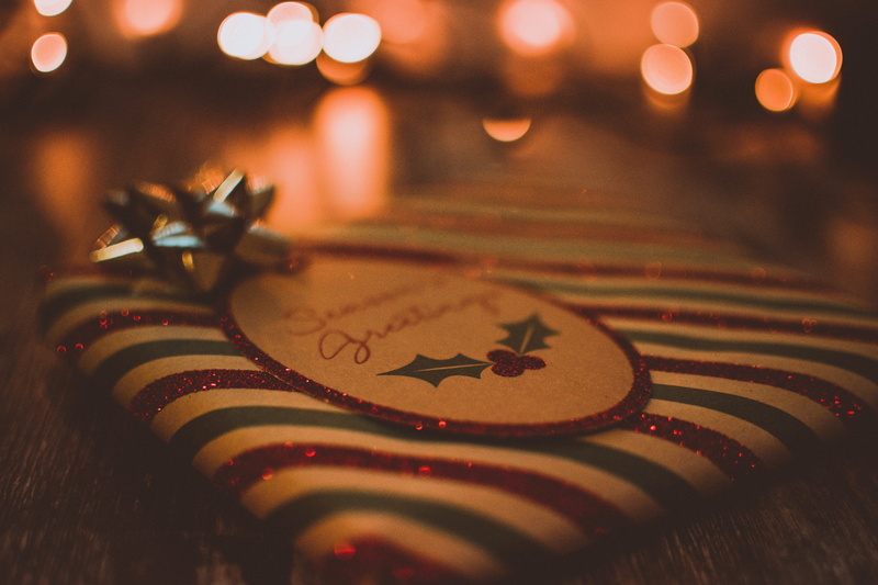 christmas tree, christmas ornament, christmas gift, box, striped, red, gift, selective focus, night, tree, design, shape, christmas, green, close-up, lights