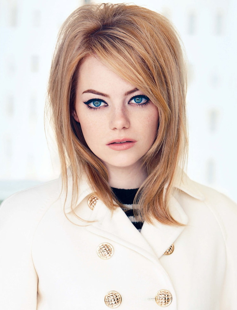 contemplation, celebrity, one person, actress, beauty, headshot, blouse, women, beautiful people, face, long hair, adult, Emma Stone, front view, hair