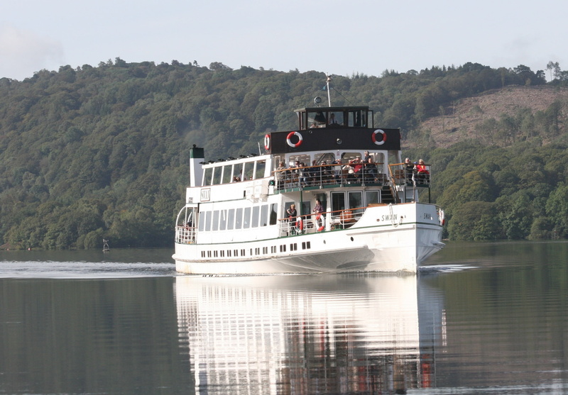 craft, boat, travel, park, lake district, ferry, beauty in nature, water, passenger craft, plant, nature, sea, mode of transportation, tree, mountain, windermere