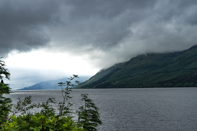 light, scotland, mountain, tree, mood, loch ness, mountains, highlands and islands, tranquility, landscape, storm cloud, plant, 5K, lake, scenics - nature