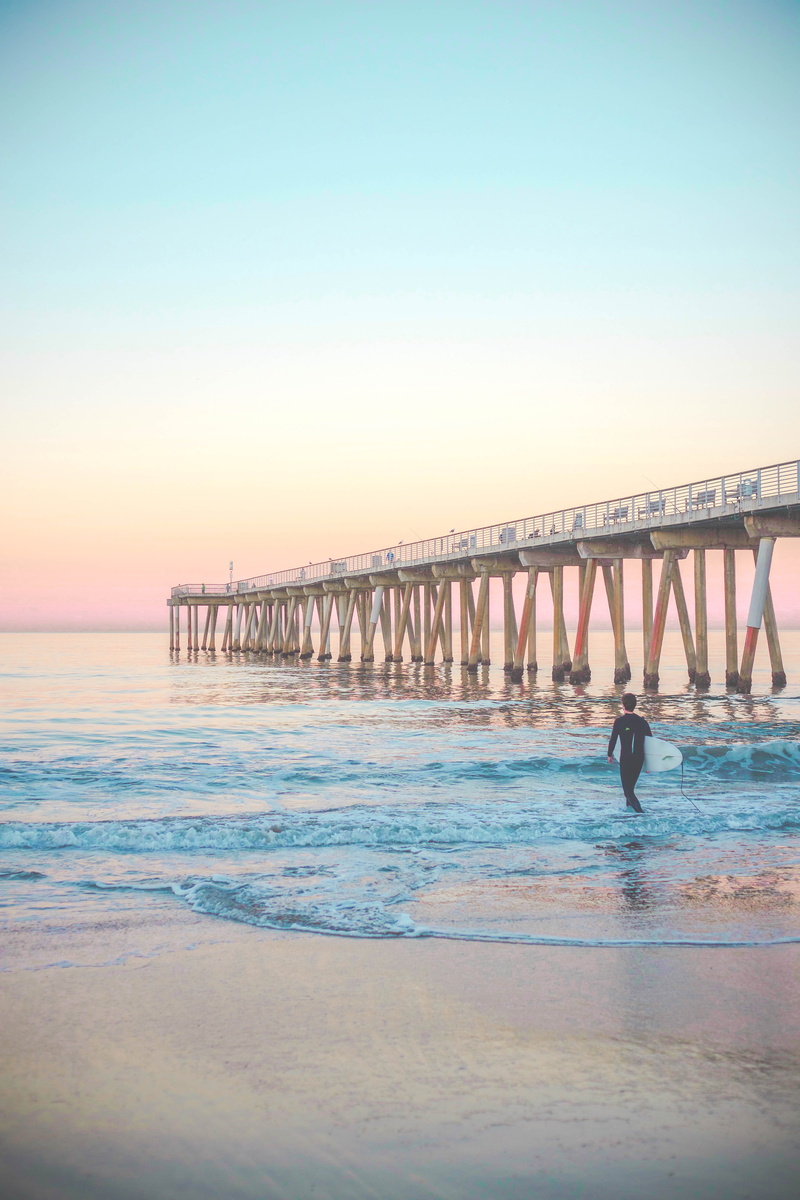 horizon over water, sea, pier, travel, hermosa beach pier, beside, man, nature, beauty in nature, scenics - nature, holding, human, port, waterfront, beach
