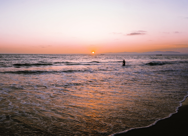 waterfront, scenics - nature, swim, nature, skies, water, swimming, sunset, land, california skies, dreaming, 4K, orange color, swimmer, sunsets, tranquility