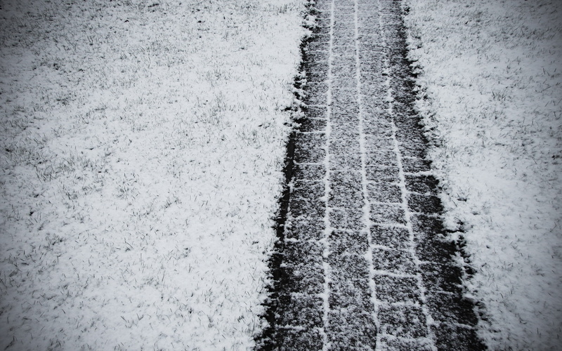 snow, tire tracks, 1080P, grass, tracks, winter