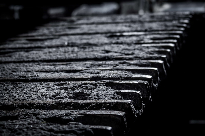 cold, in a row, wheel, focus on foreground, old, transportation, outdoors, tire, industrial, day, solid, metal, the way forward, no people, textured, staircase