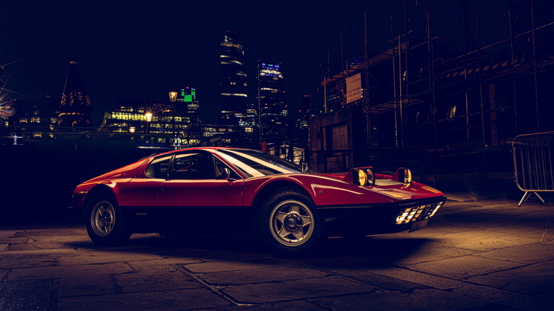 London, Ferrari Berlinetta Boxer, 2K, italian cars, Ferrari 365 GT/4 BB, night, pop-up headlights, red cars