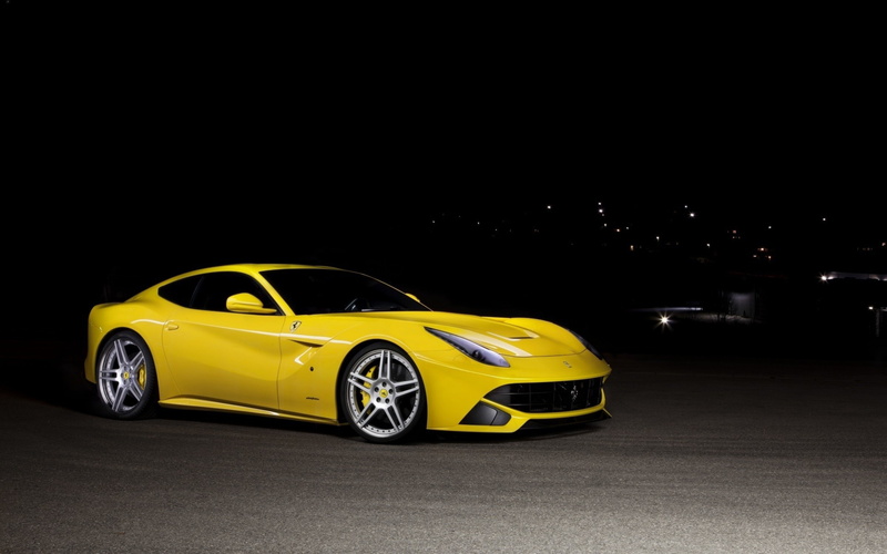 side view, ferrari backgrounds, 4K, yellow, f12 berlinetta