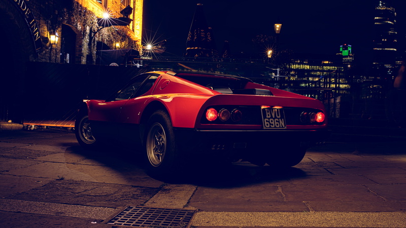 Ferrari 365 GT/4 BB, 2K, London, Ferrari Berlinetta Boxer, night, italian cars, red cars
