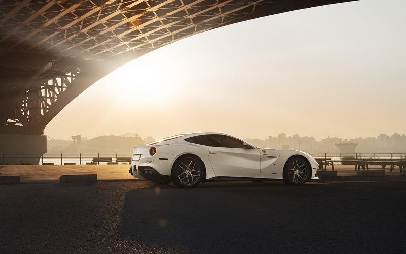 Ferrari, Supercar, Rear, City, White, Bridge, 1080P, F12, Berlinetta, Sun