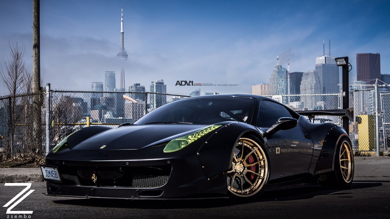 libertywalk, cars, 458, adv1, italia, ferrari, bodykit, modified, black, wheels, 1080P
