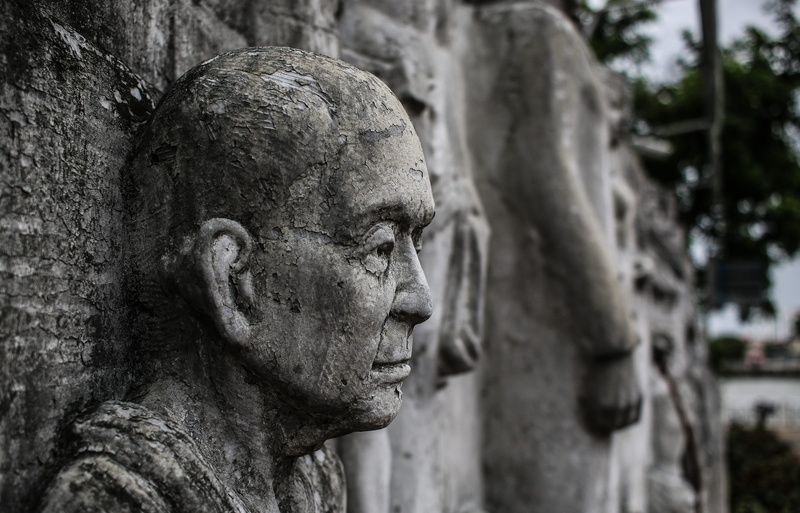sculpture, face, mood, spirituality, art and craft, stony, architecture, statue, human face, wall, female, decoration, human representation, human body part