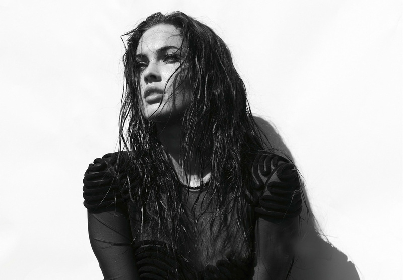 face, Megan Fox, 1080P, actress, portrait, monochrome
