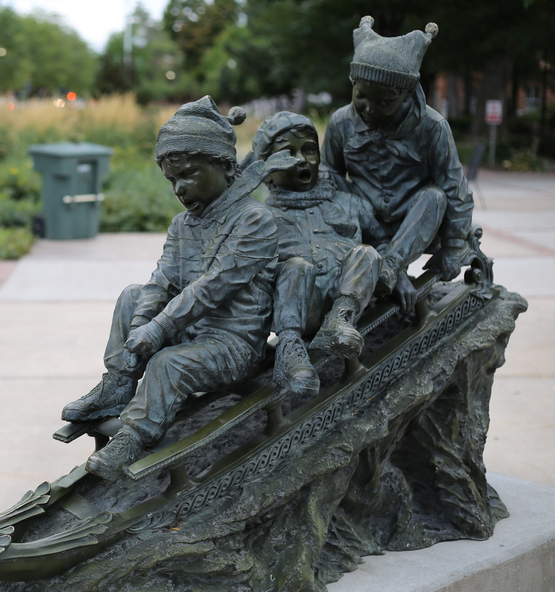 male likeness, sled, creativity, representation, human representation, carving - craft product, art and craft, outdoor, art, old, statue, 4K, landmark