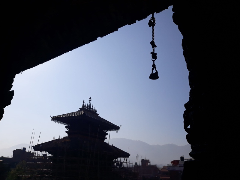 day, sky, 2K, khwopa, nepal, bhaktapur, clear sky, building exterior, nyatapola, place of worship, outdoors, located, hanging, temple, building, bhadgaon