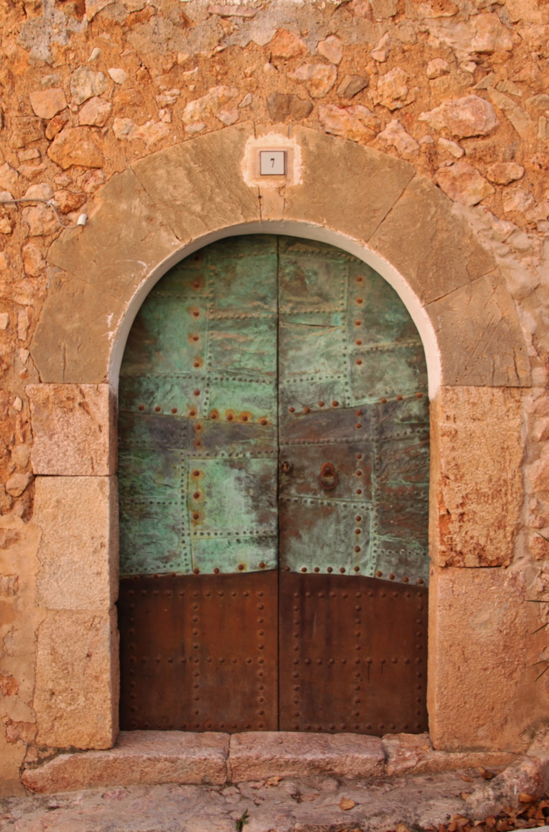 the past, mallorca, safety, architecture, stones, entrance, access, house number, brown, built structure, metal, old, spain, day, historically, wooden