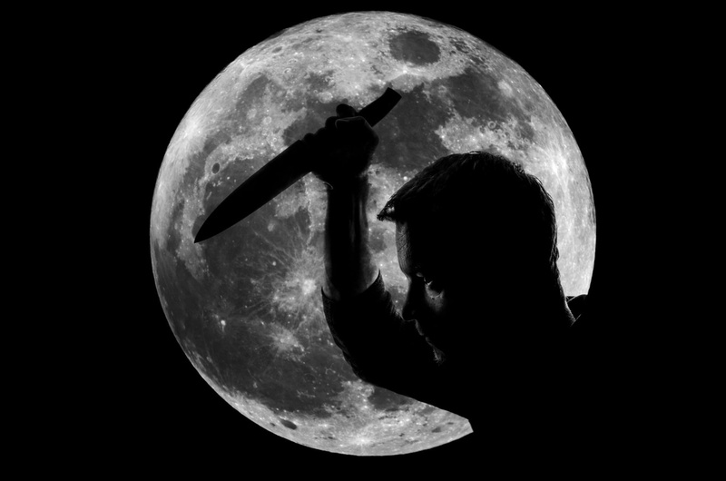 killer, astronomy, knife, outdoors, 1080P, horror, sky, kill, portrait, stabbing, moon, full moon, headshot, night, image, star - space, silhouette, one person