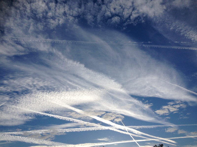 wispy, environment, white, no people, cirrus, low angle view, meteorology, vapor trail, air vehicle, atmosphere, scenics, Contrail, sunlight, blue, cloudscape