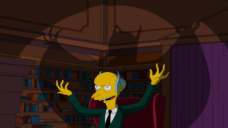 1080P, creativity, Montgomery Burns, art and craft, night, low angle view, no people, shadow, The Simpsons, yellow, building, character, evil, building exterior