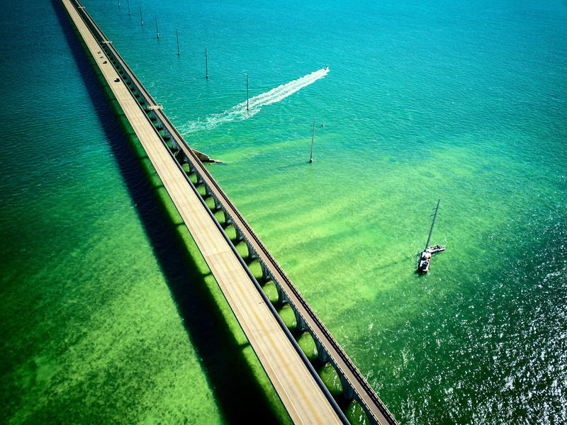Seven Mile Bridge, Florida Keys, Aerial view, 4K, 4K, United States