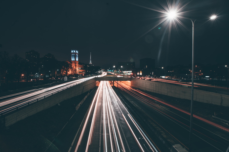 traffic, light, 8K, road, night city, minneapolis