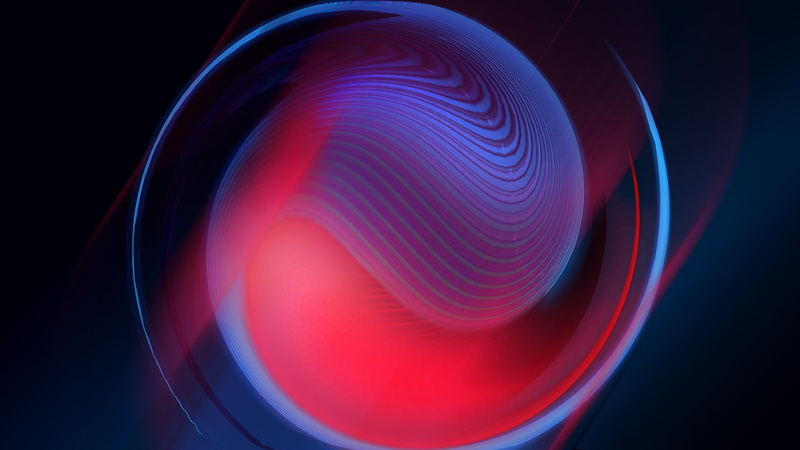 circle, 5K, sphere, red, light, digital art, graphics, spiral