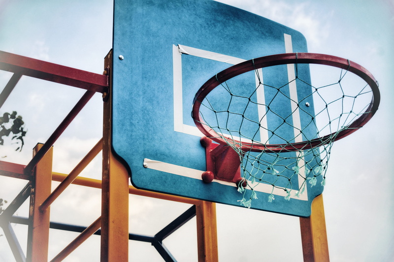 leisure, relaxation, street, basketball, low angle view, fun, basketball basket, wood - material, day, high, shape, blue, geometric shape, hoop, Basketball Hoop