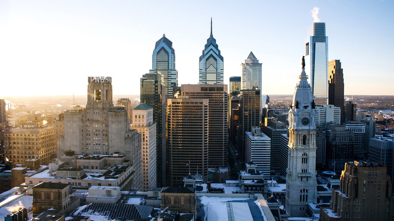 Philadelphia, clear sky, cityscape, building, 1080P