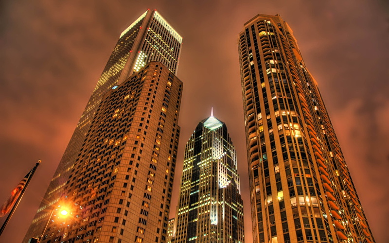 building, city lights, Philadelphia, tower, building exterior, no people, low angle view, 2K, spire, travel destinations, office, HDR, office building exterior