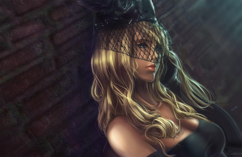 girl, 1080P, dark, killer, painted, black, 3d and abstract, blonde, pretty