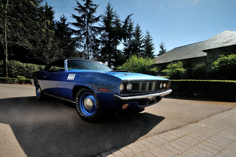 hemi, plymouth, usa, muscle, old, convertible, 1971, cuda, 4K, original, blue, classic